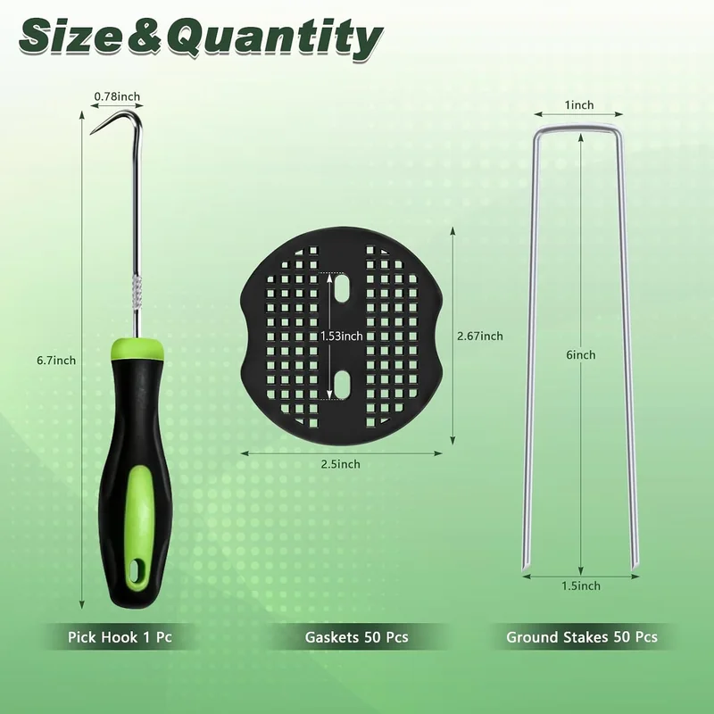 U-pin stake kit contents and dimensions